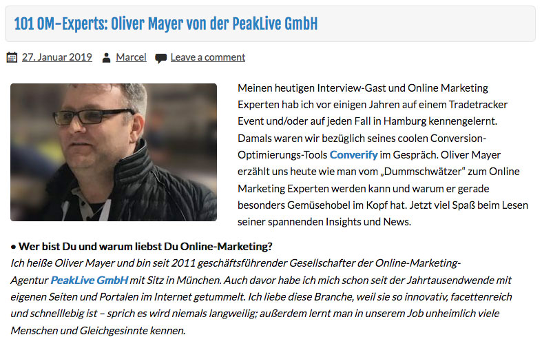 Oliver Mayer im Interview