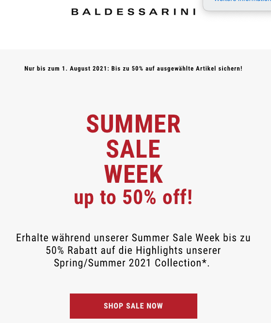 Summer Sale Week bei Baldessarini